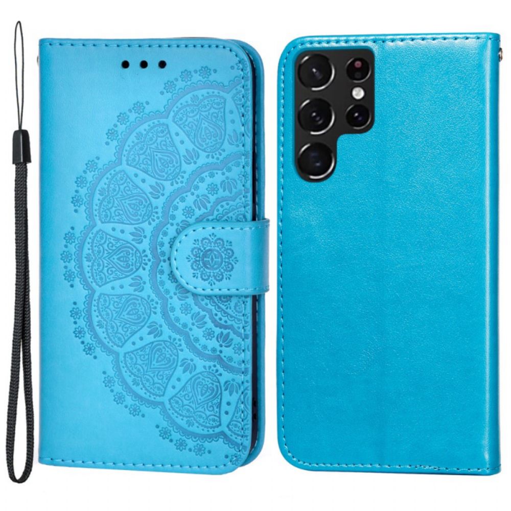 Flip Case Für Samsung Galaxy S22 Ultra 5G Totem-mandala