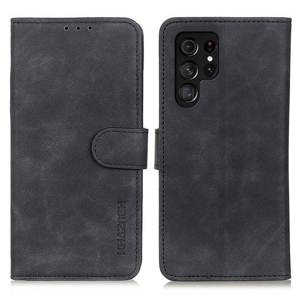 Flip Case Für Samsung Galaxy S22 Ultra 5G Vintage Khazneh-ledereffekt