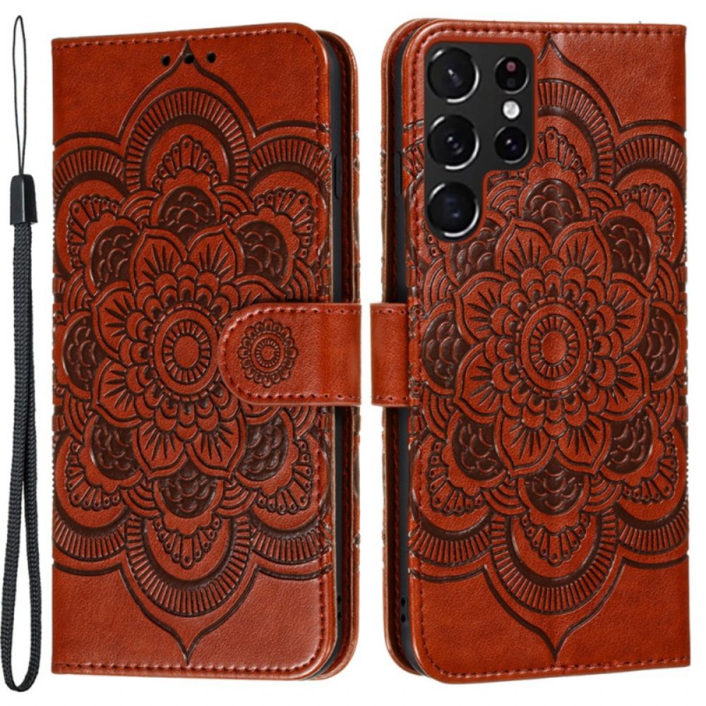 Flip Case Für Samsung Galaxy S22 Ultra 5G Vollständiges Mandala