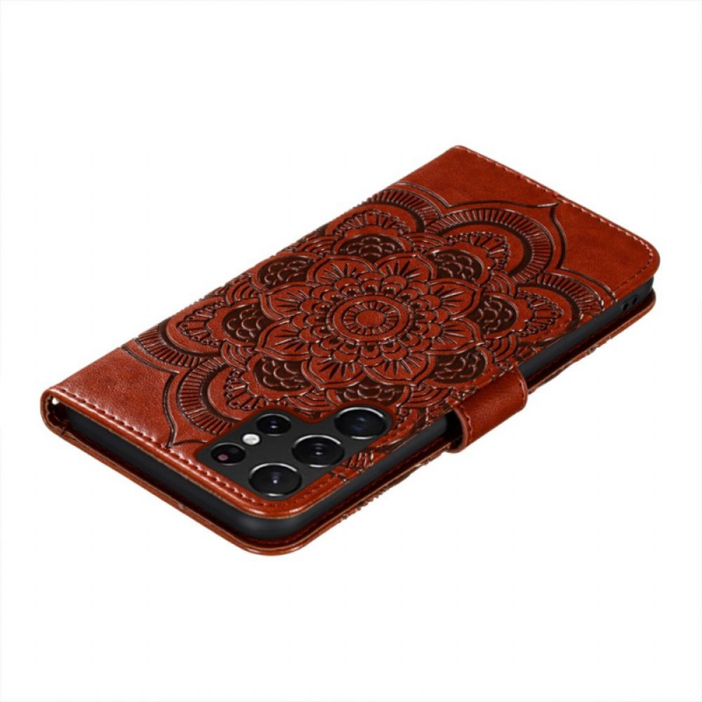 Flip Case Für Samsung Galaxy S22 Ultra 5G Vollständiges Mandala