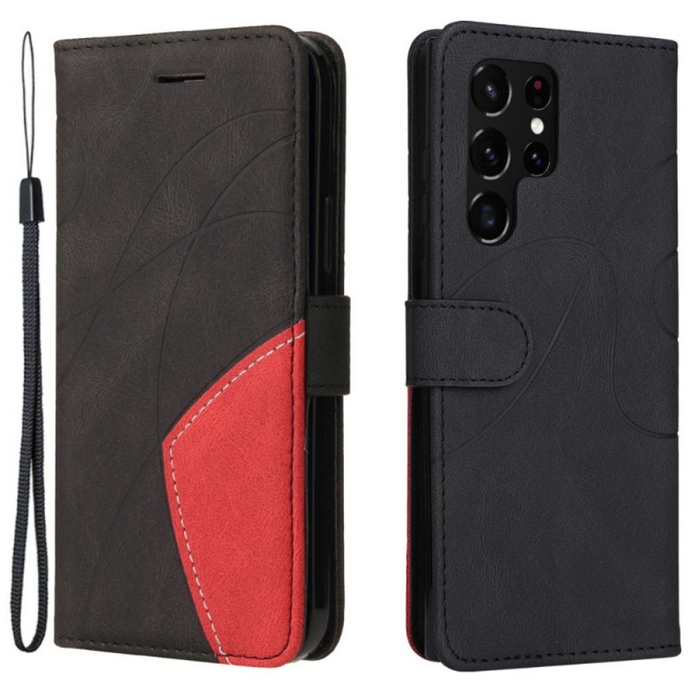 Flip Case Für Samsung Galaxy S22 Ultra 5G Zweifarbig