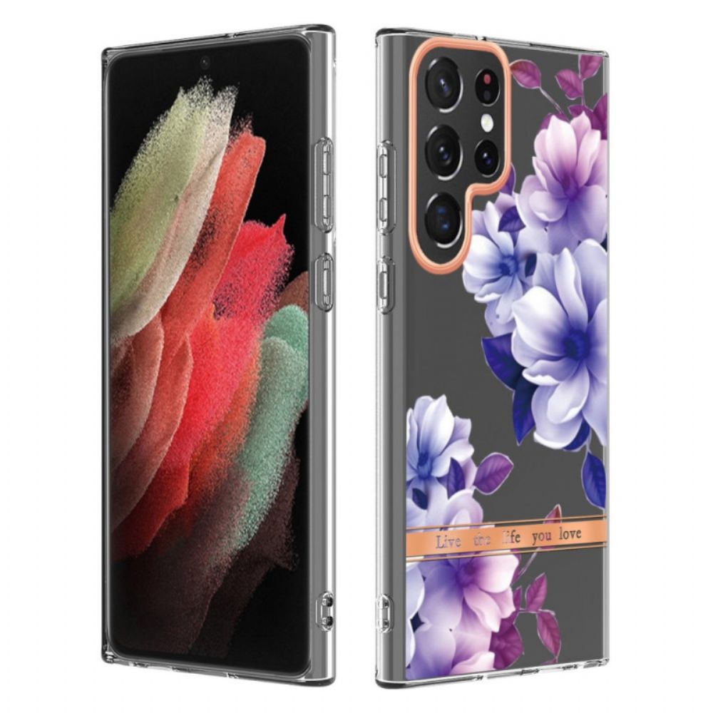 Handyhülle Für Samsung Galaxy S22 Ultra 5G Blumen Leben Das Leben Das Sie Lieben