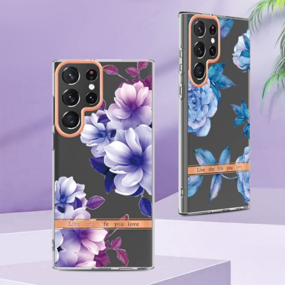 Handyhülle Für Samsung Galaxy S22 Ultra 5G Blumen Leben Das Leben Das Sie Lieben