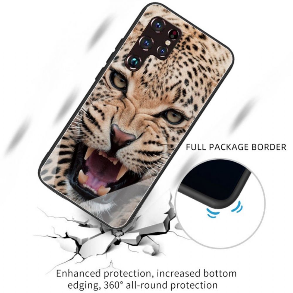 Handyhülle Für Samsung Galaxy S22 Ultra 5G Gehärtetes Leopardenglas