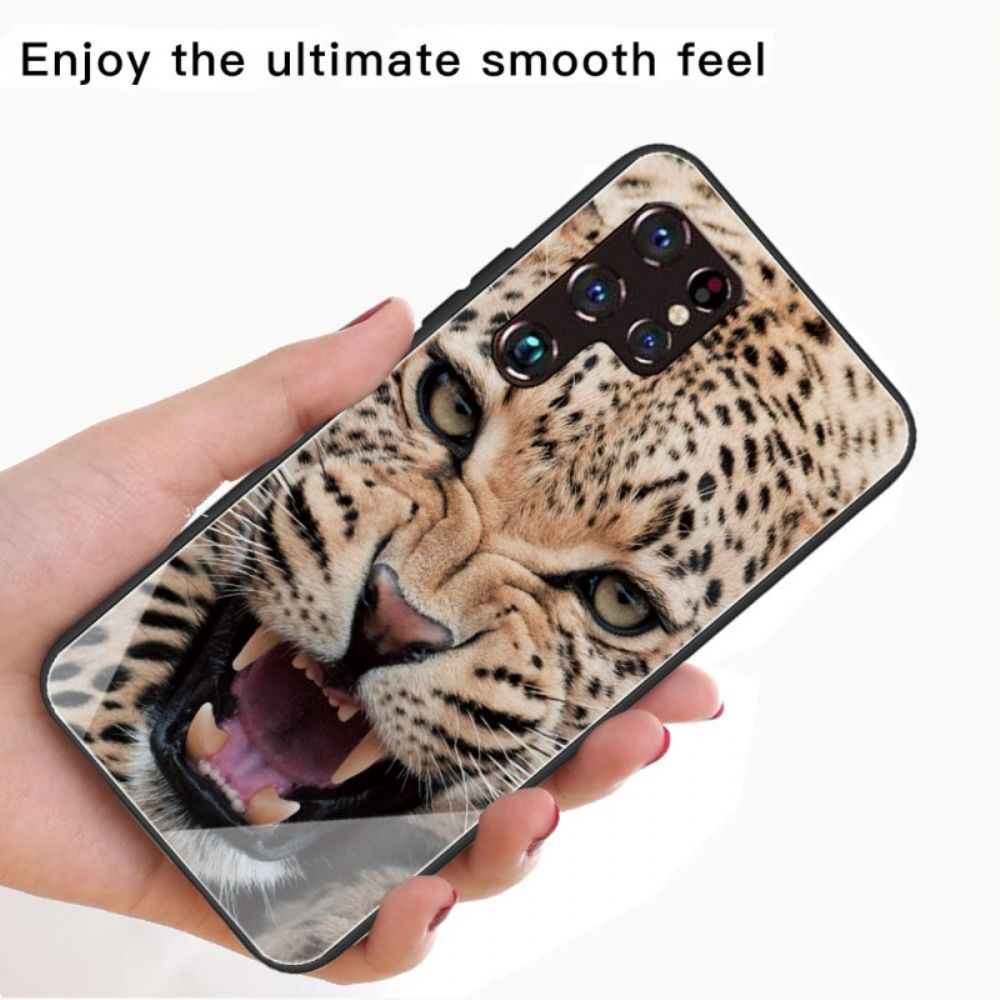 Handyhülle Für Samsung Galaxy S22 Ultra 5G Gehärtetes Leopardenglas