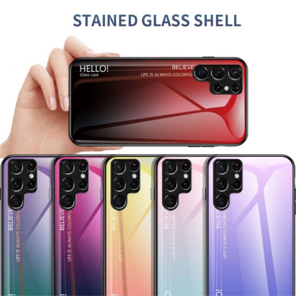 Handyhülle Für Samsung Galaxy S22 Ultra 5G Hallo Tempered Glass