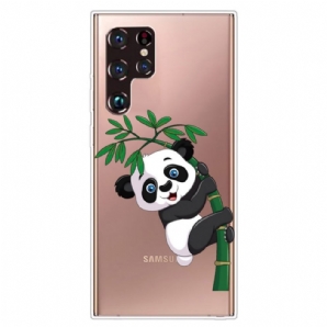 Handyhülle Für Samsung Galaxy S22 Ultra 5G Panda Auf Bambus