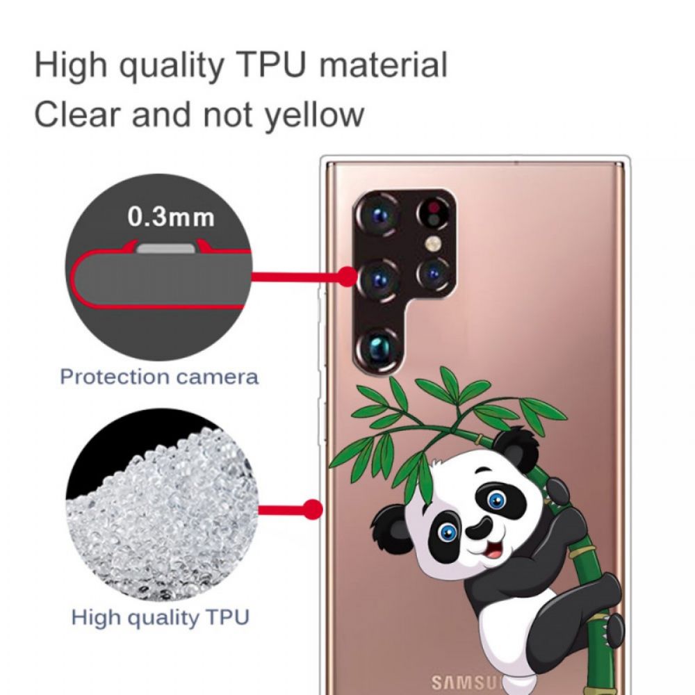 Handyhülle Für Samsung Galaxy S22 Ultra 5G Panda Auf Bambus