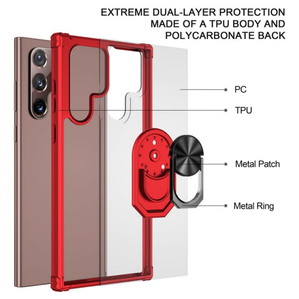 Handyhülle Für Samsung Galaxy S22 Ultra 5G Transparent Mit Ring-unterstützung