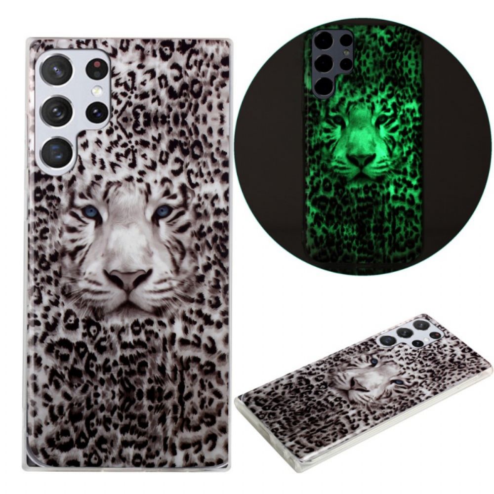 Hülle Für Samsung Galaxy S22 Ultra 5G Fluoreszierender Leopard