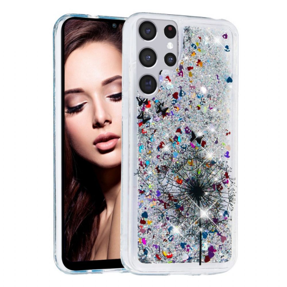 Hülle Für Samsung Galaxy S22 Ultra 5G Glitzerlöwenzahn