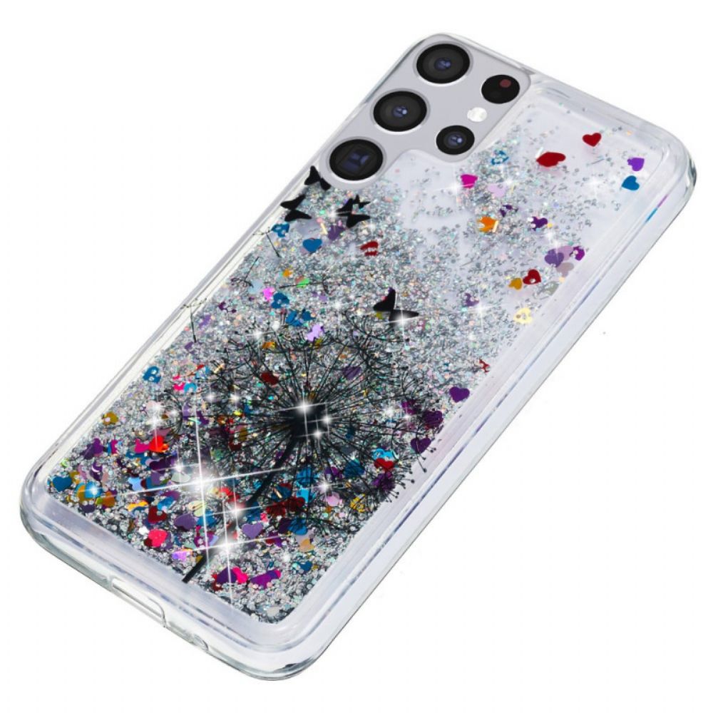 Hülle Für Samsung Galaxy S22 Ultra 5G Glitzerlöwenzahn