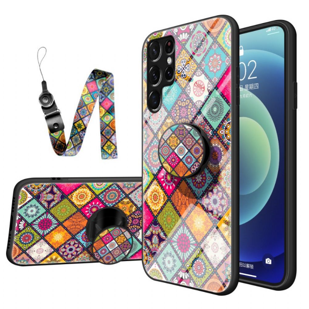 Hülle Für Samsung Galaxy S22 Ultra 5G Magnetischer Patchwork-halter