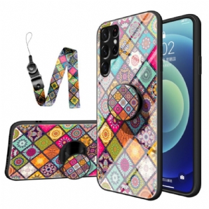 Hülle Für Samsung Galaxy S22 Ultra 5G Magnetischer Patchwork-halter