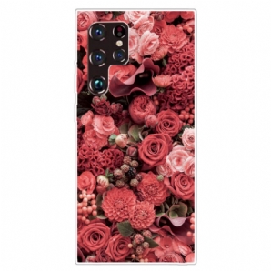 Hülle Für Samsung Galaxy S22 Ultra 5G Rosa Blumen