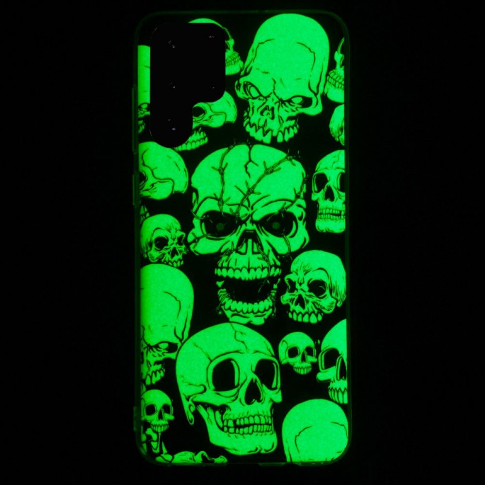 Hülle Für Samsung Galaxy S22 Ultra 5G Vorsicht Vor Fluoreszierenden Schädeln