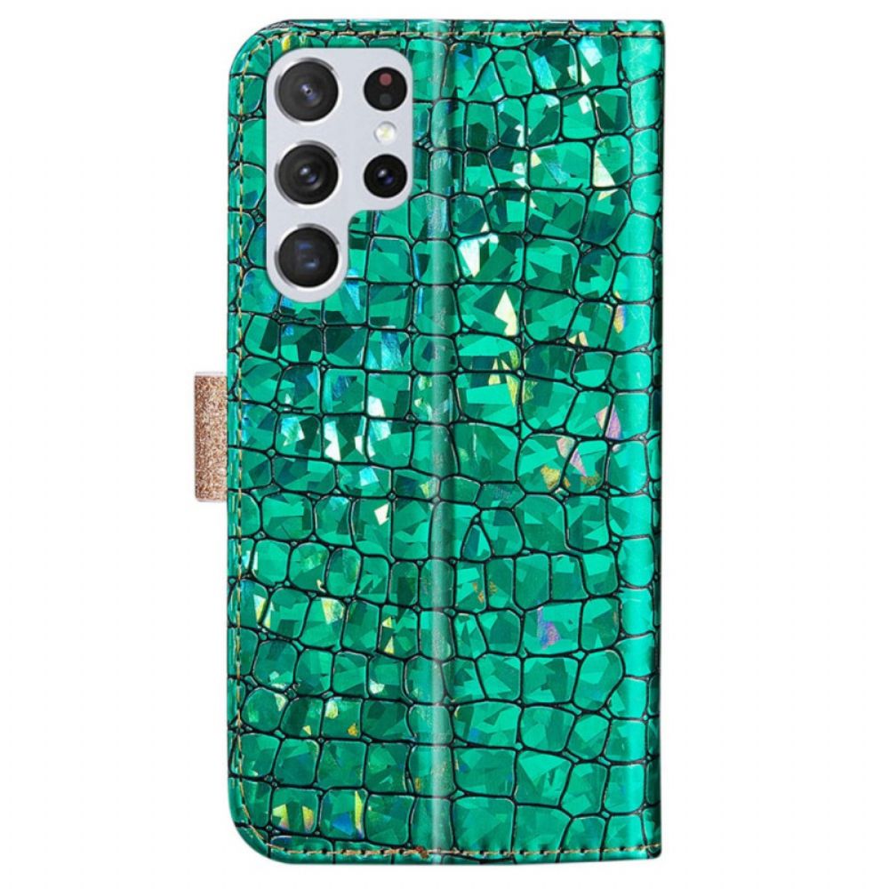 Lederhüllen Für Samsung Galaxy S22 Ultra 5G Croc-diamanten