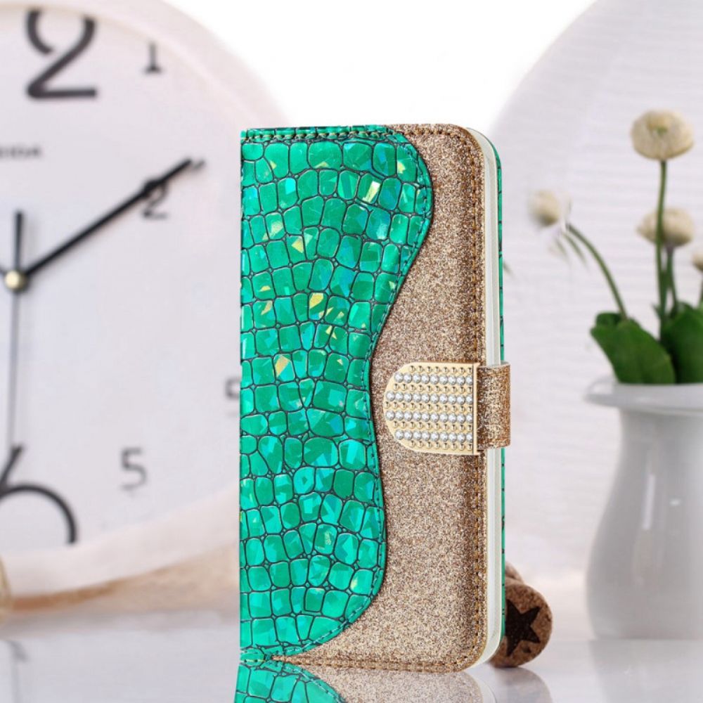 Lederhüllen Für Samsung Galaxy S22 Ultra 5G Croc-diamanten