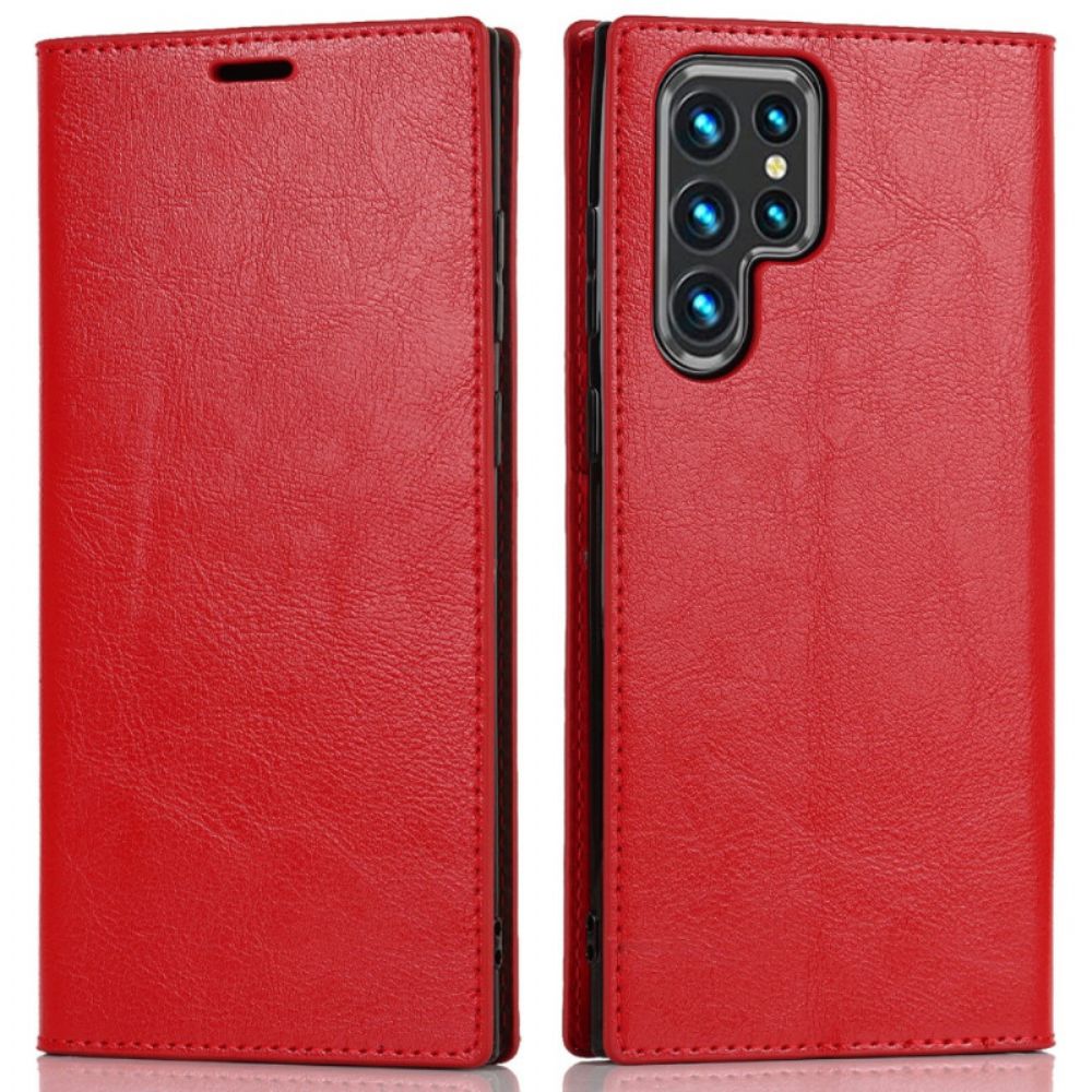 Schutzhülle Für Samsung Galaxy S22 Ultra 5G Flip Case Echtes Leder