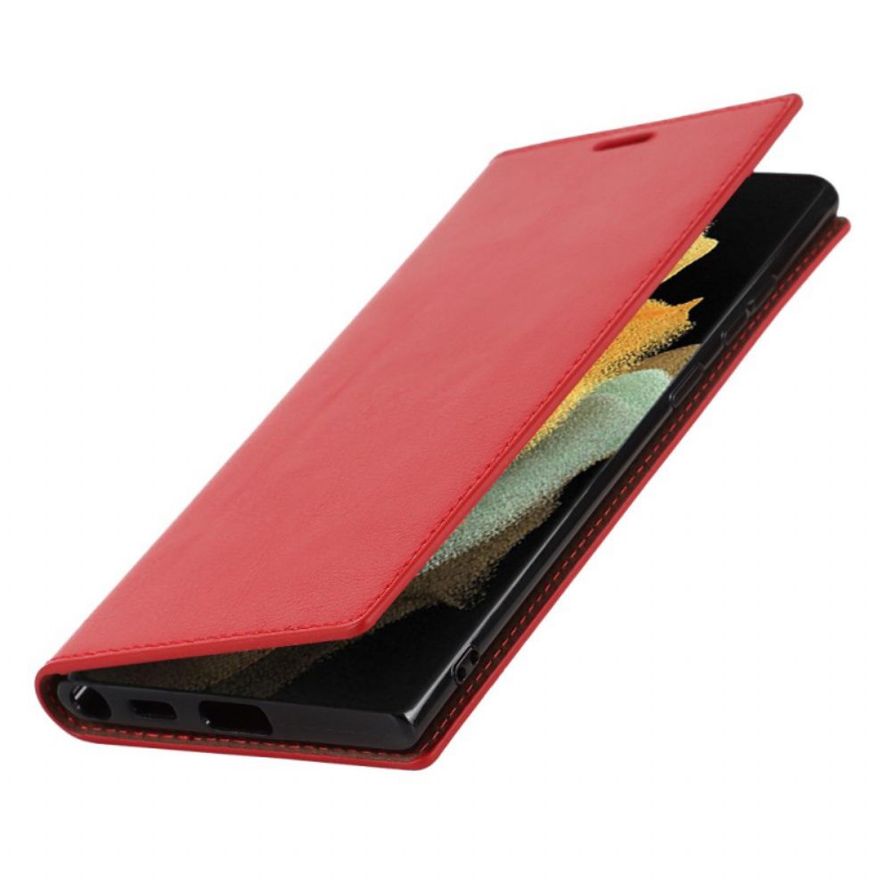 Schutzhülle Für Samsung Galaxy S22 Ultra 5G Flip Case Echtes Leder