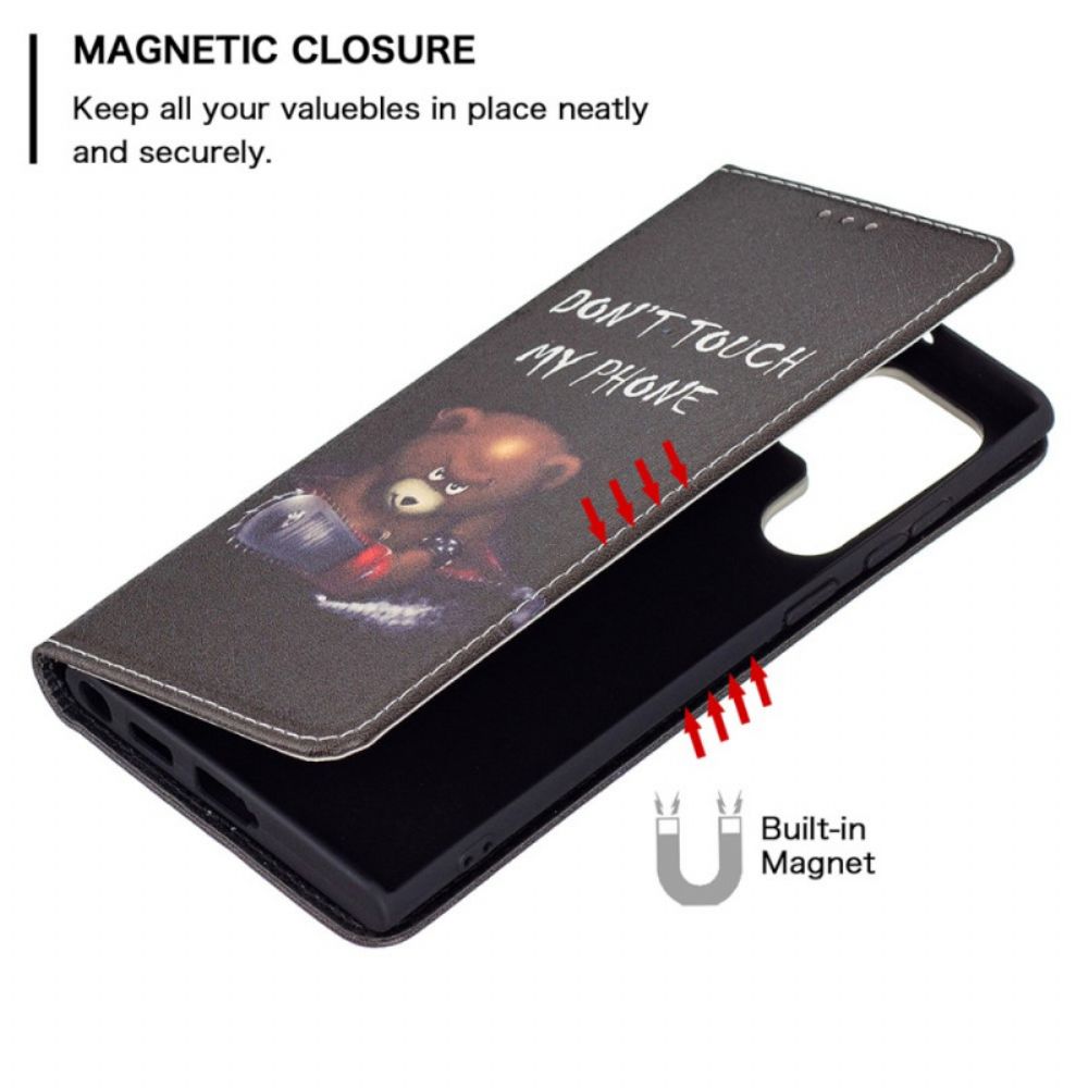 Schutzhülle Für Samsung Galaxy S22 Ultra 5G Flip Case Gefährlicher Bär