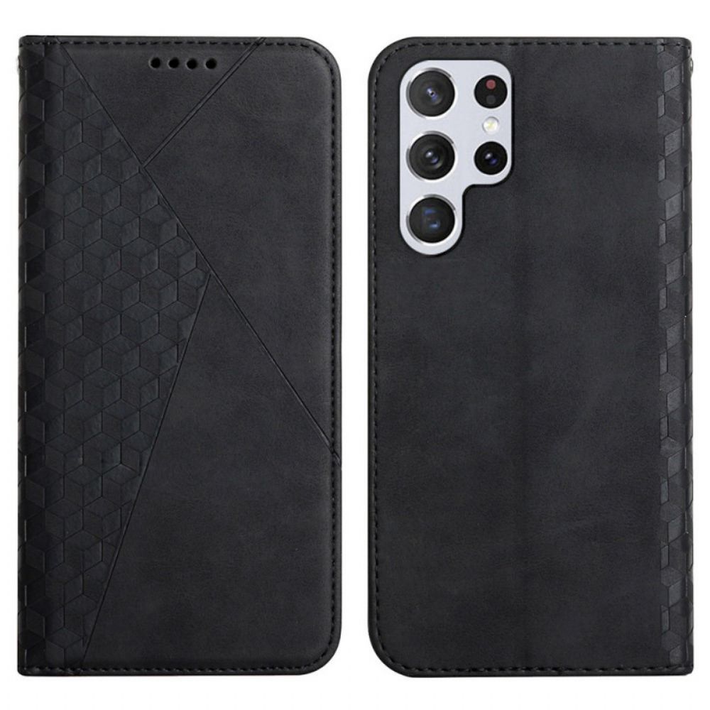 Schutzhülle Für Samsung Galaxy S22 Ultra 5G Flip Case Geo-leder-effekt