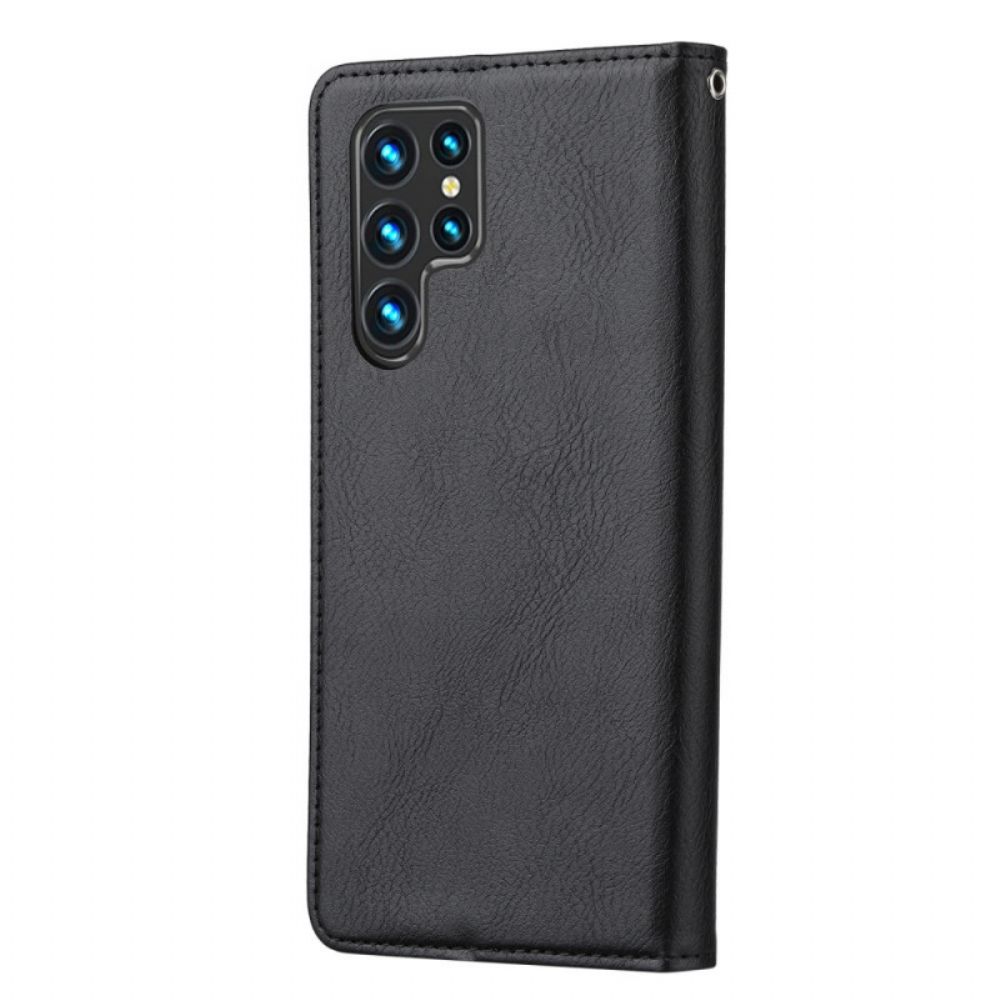 Schutzhülle Für Samsung Galaxy S22 Ultra 5G Flip Case Kartenetui Aus Kunstleder