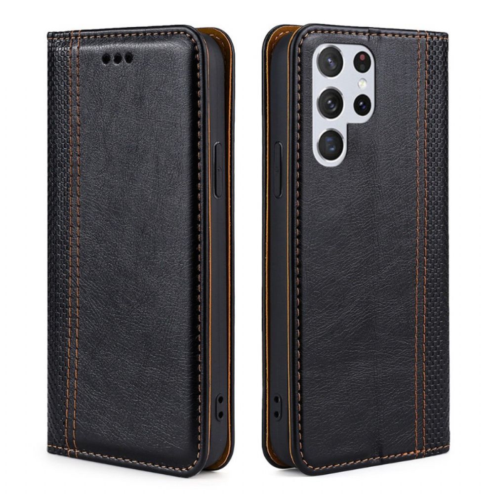 Schutzhülle Für Samsung Galaxy S22 Ultra 5G Flip Case Litschi-ledernaht