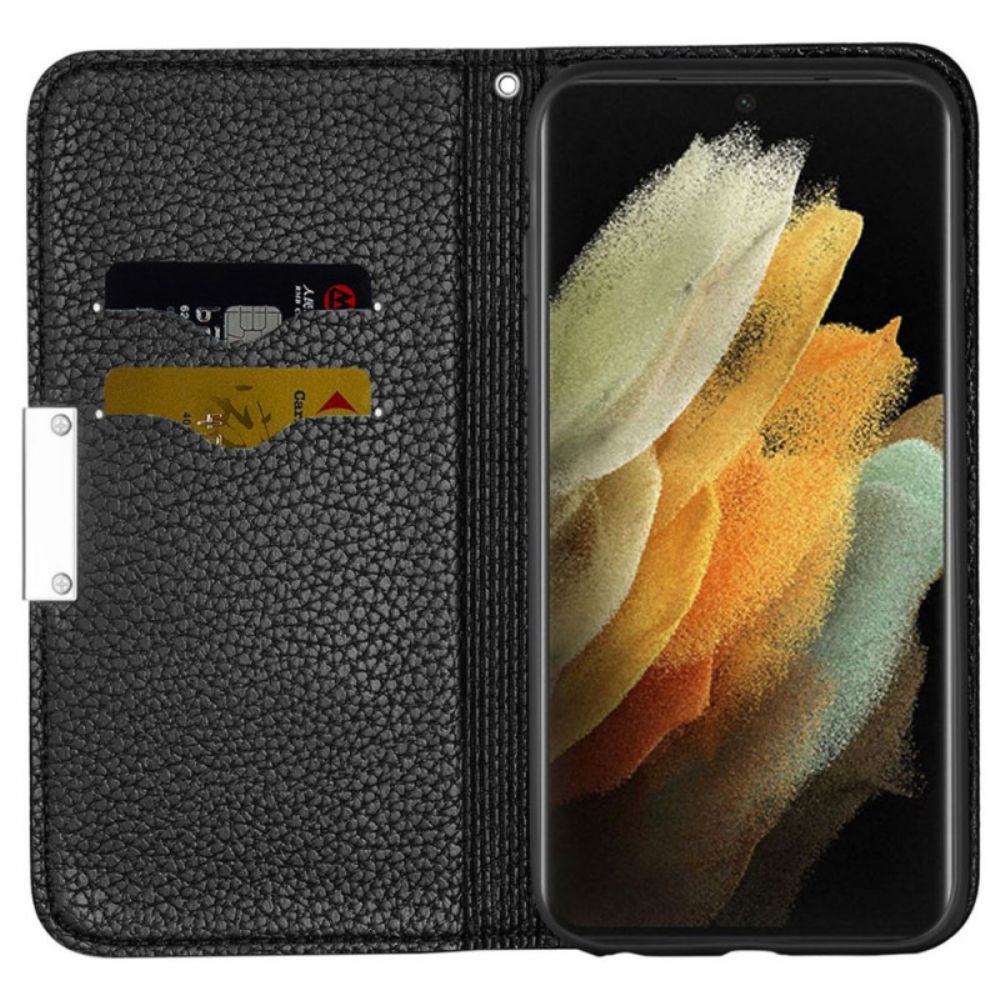 Schutzhülle Für Samsung Galaxy S22 Ultra 5G Flip Case Ultraschickes Litschi-kunstleder