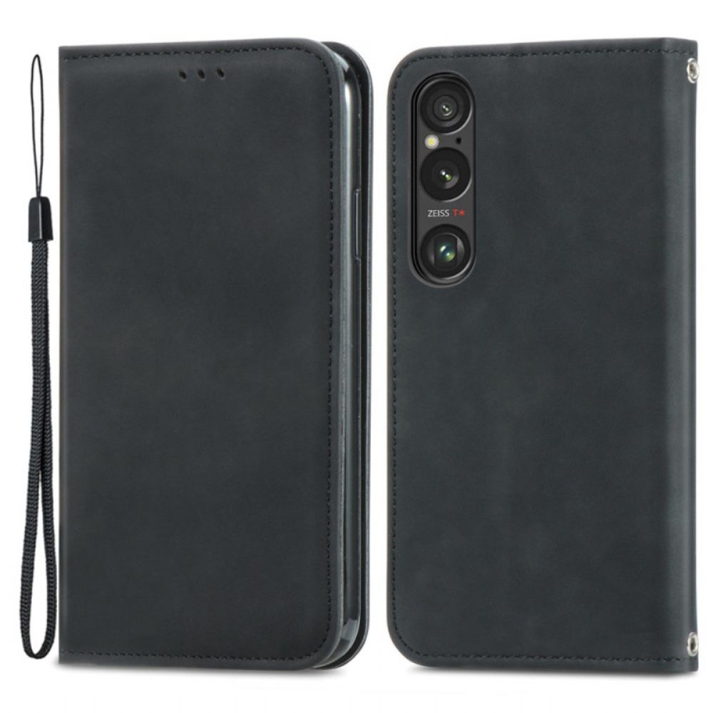 Flip Case Sony Xperia 1 Vi Handyhülle Wildledereffekt