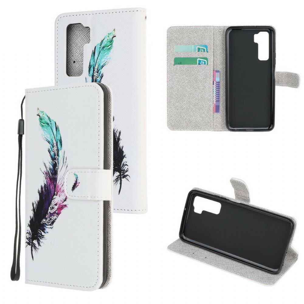 Flip Case Für Huawei P40 Lite 5G Mit Kordel Tangafeder