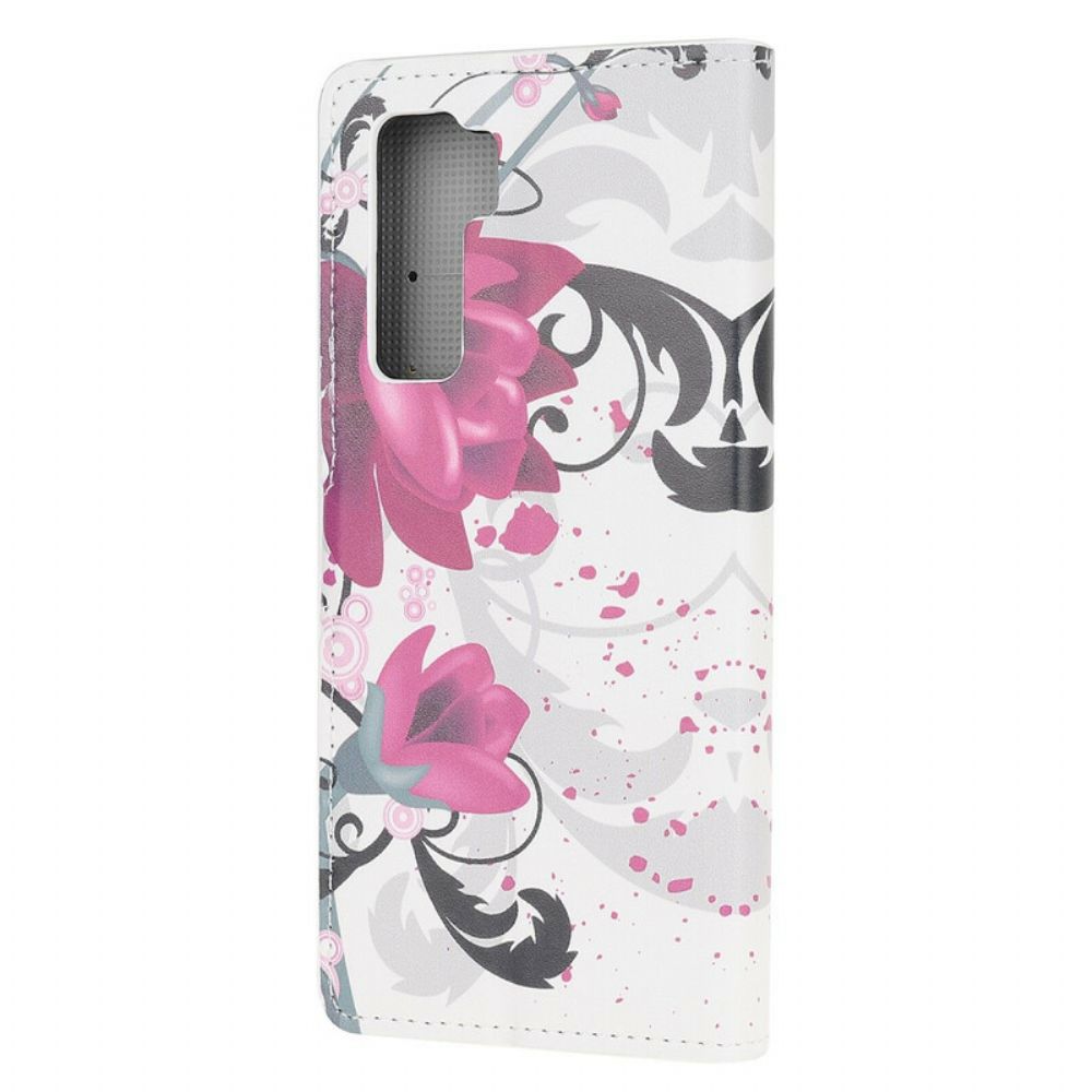 Flip Case Für Huawei P40 Lite 5G Tropische Blumen