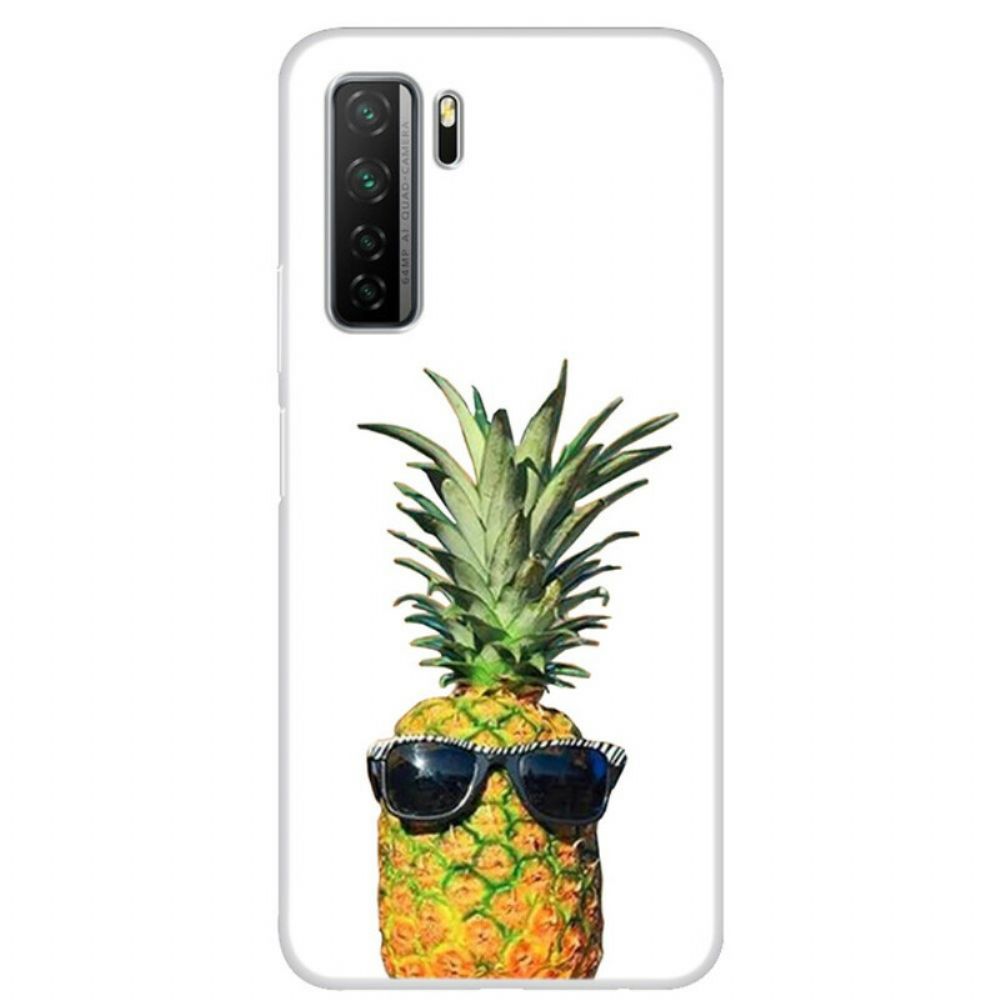 Hülle Für Huawei P40 Lite 5G Transparente Ananas Mit Brille