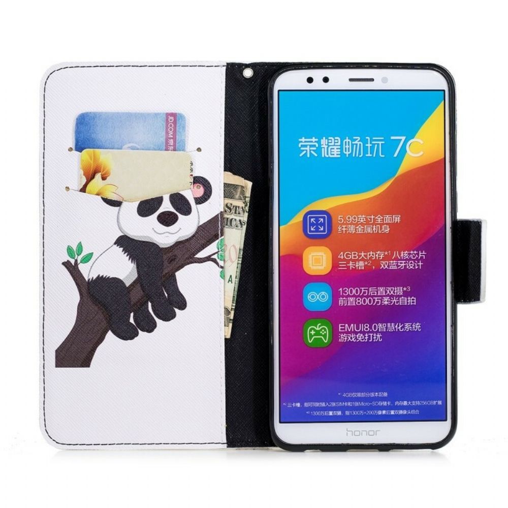 Flip Case Für Huawei Y7 2018 / Honor 7C Fauler Panda