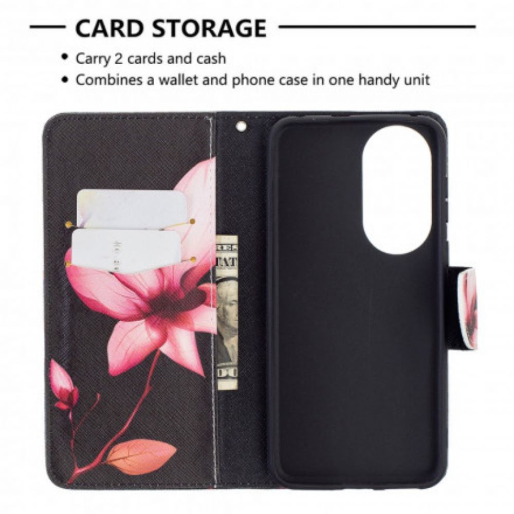 Flip Case Für Huawei P50 Rosa Blume