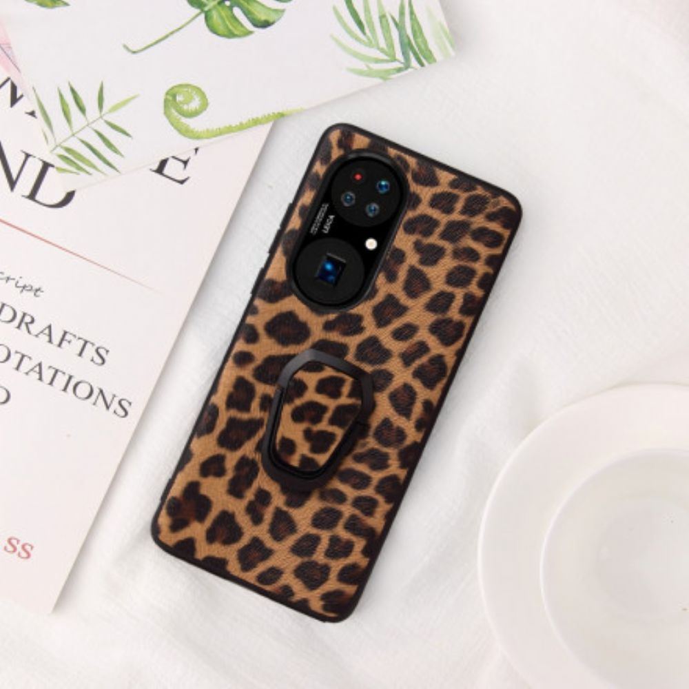 Hülle Für Huawei P50 Leopard Style Ring-support