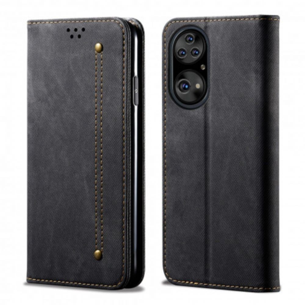 Schutzhülle Für Huawei P50 Flip Case Jeans-textur Aus Lederimitat