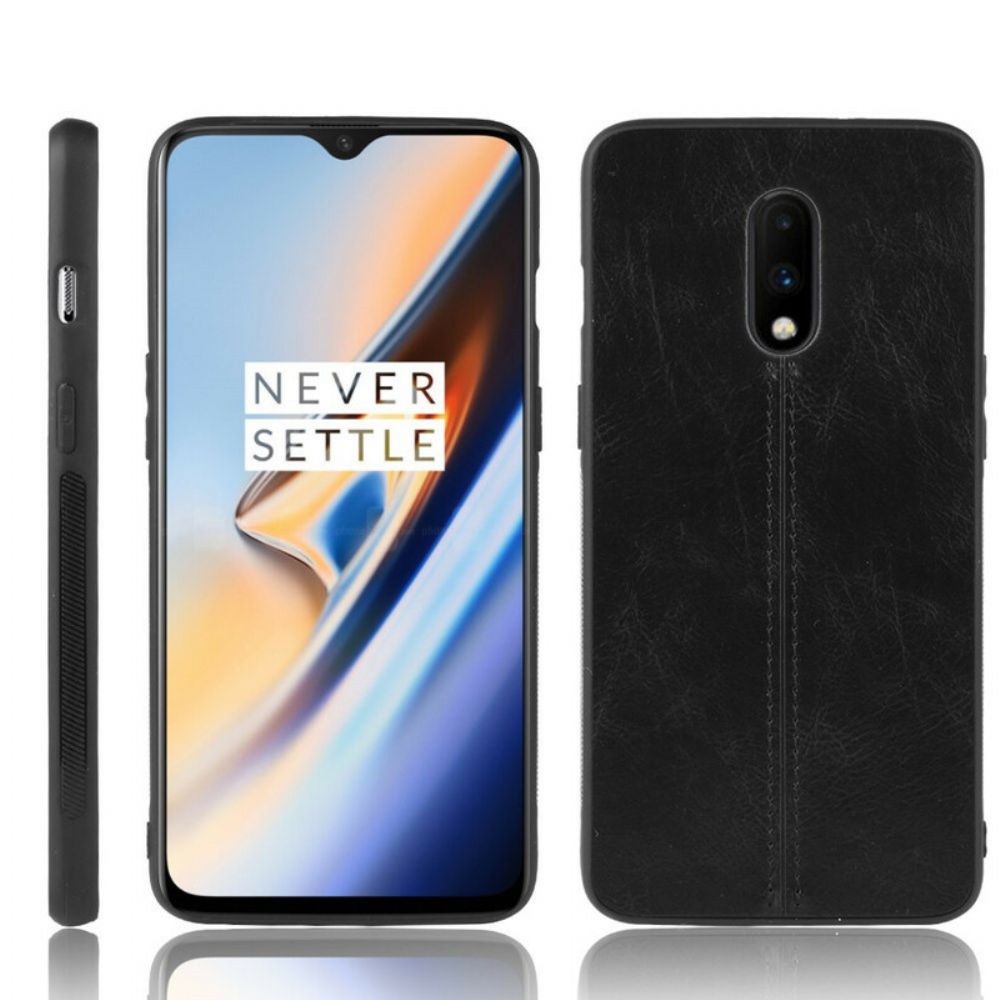 Hülle Für OnePlus 7 Nähte Lederoptik