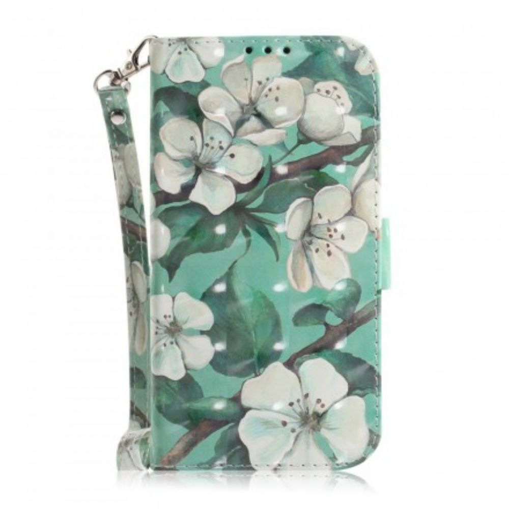 Flip Case Für Huawei P30 Lite Mit Kordel Tanga Blumenzweig