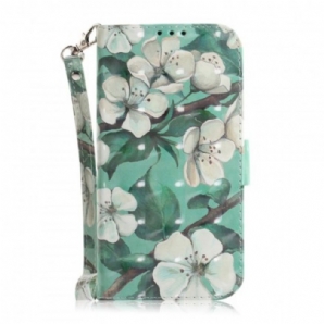 Flip Case Für Huawei P30 Lite Mit Kordel Tanga Blumenzweig