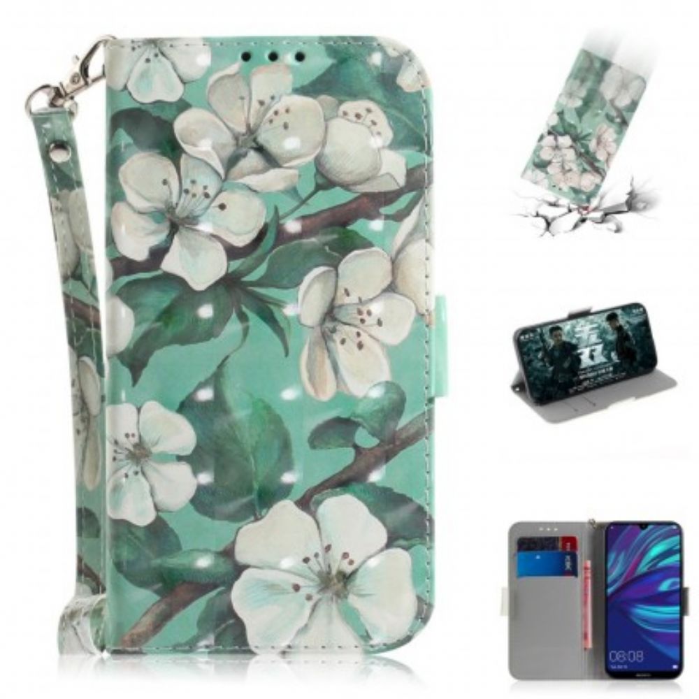 Flip Case Für Huawei P30 Lite Mit Kordel Tanga Blumenzweig