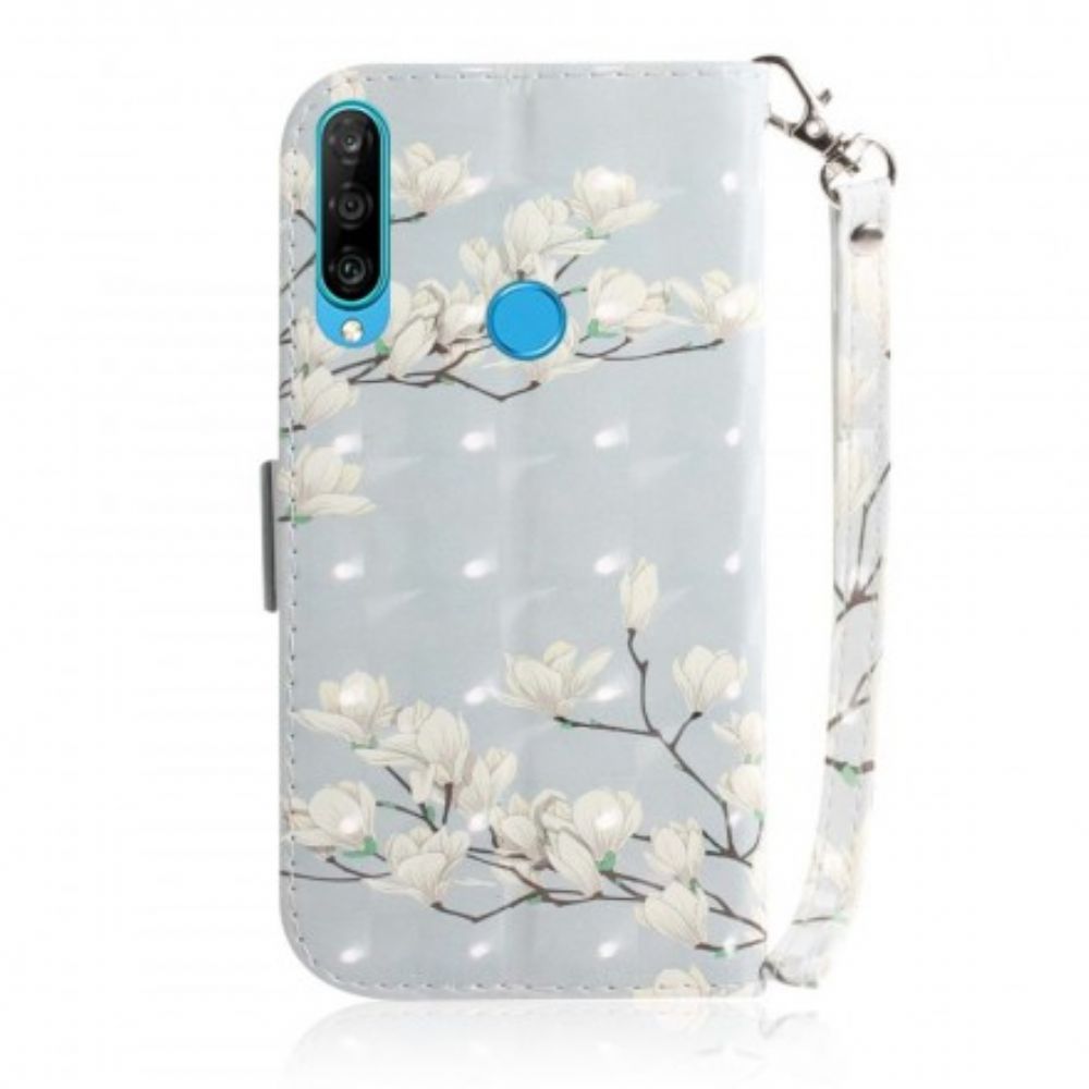 Flip Case Für Huawei P30 Lite Mit Kordel Tangablumenbaum