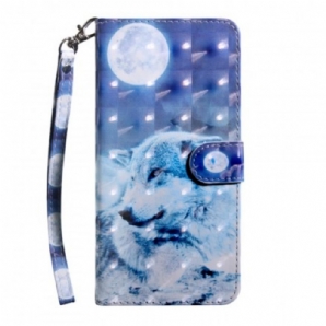 Flip Case Für Huawei P30 Lite Mondbeleuchteter Wolf