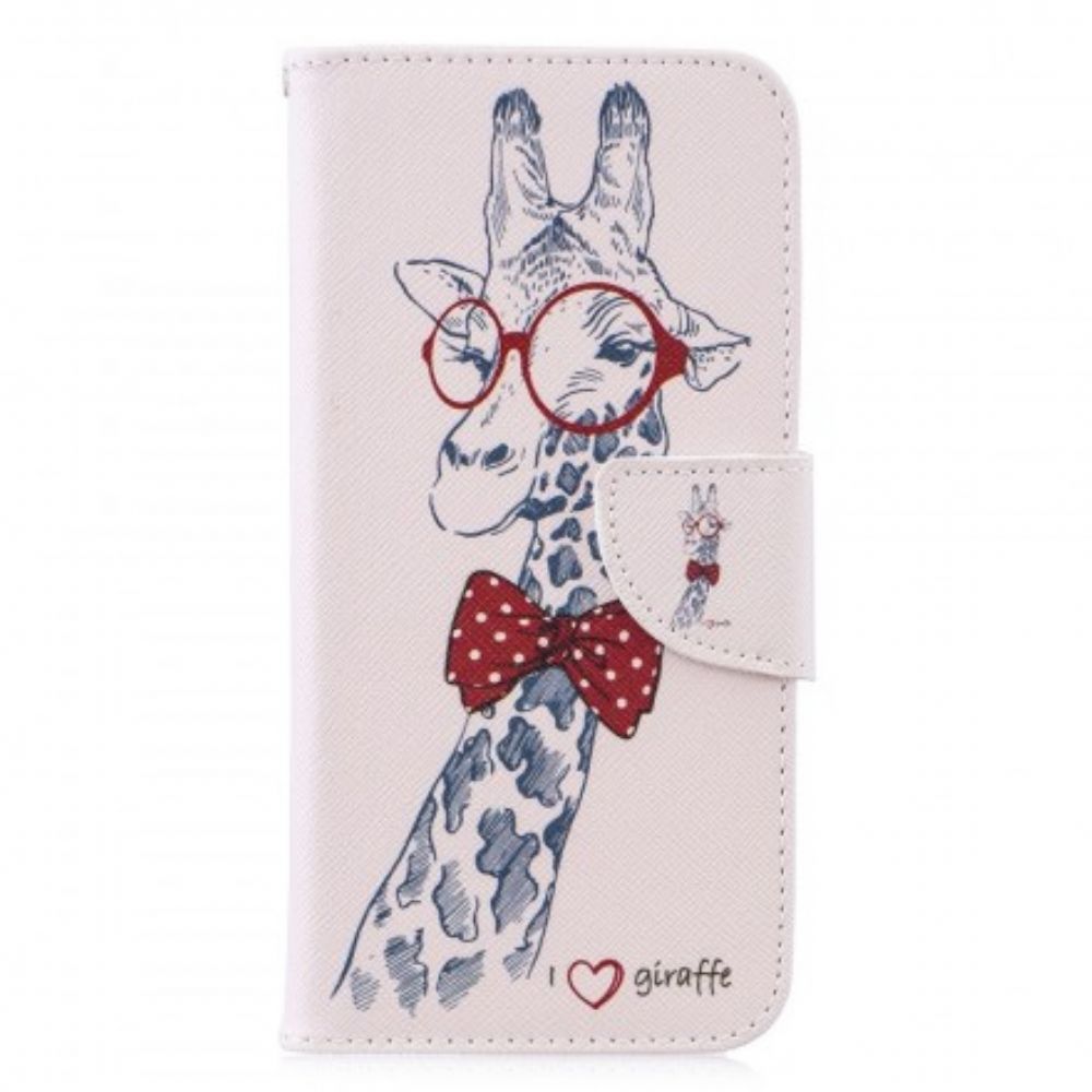 Flip Case Für Huawei P30 Lite Nerdige Giraffe