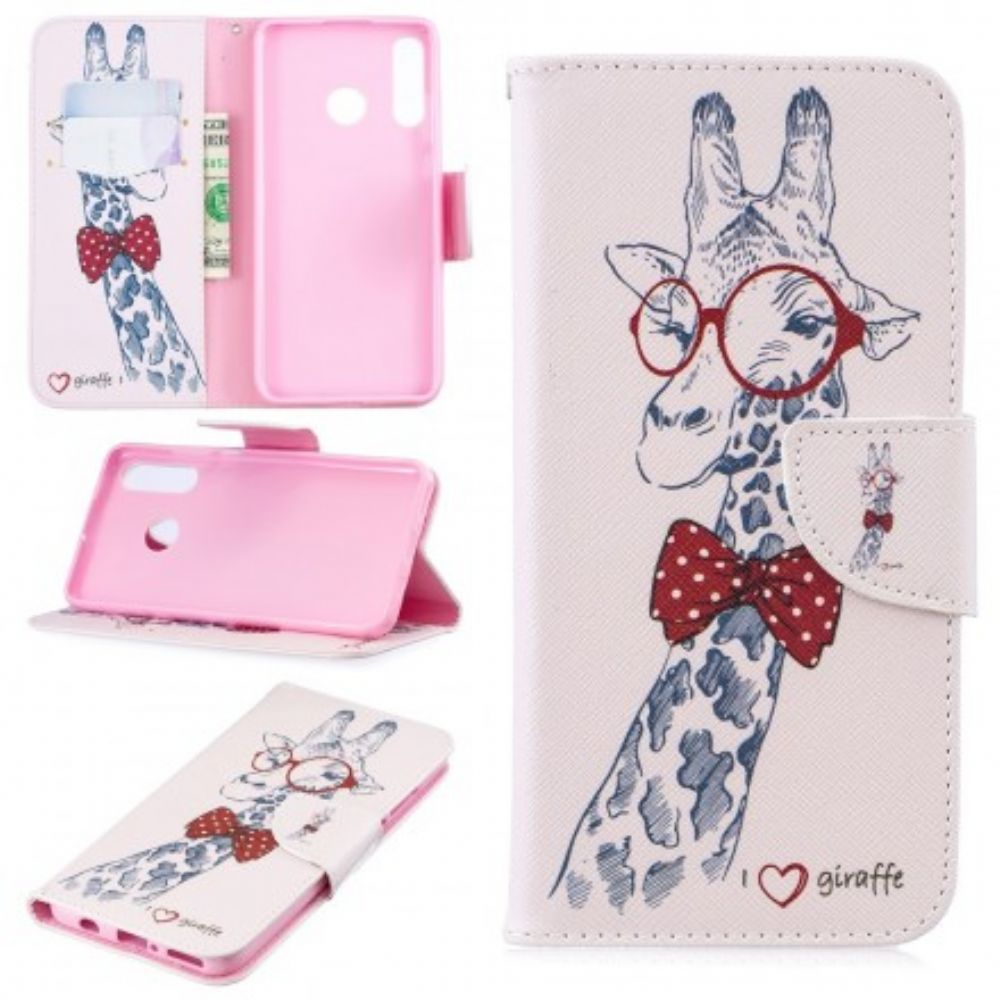 Flip Case Für Huawei P30 Lite Nerdige Giraffe