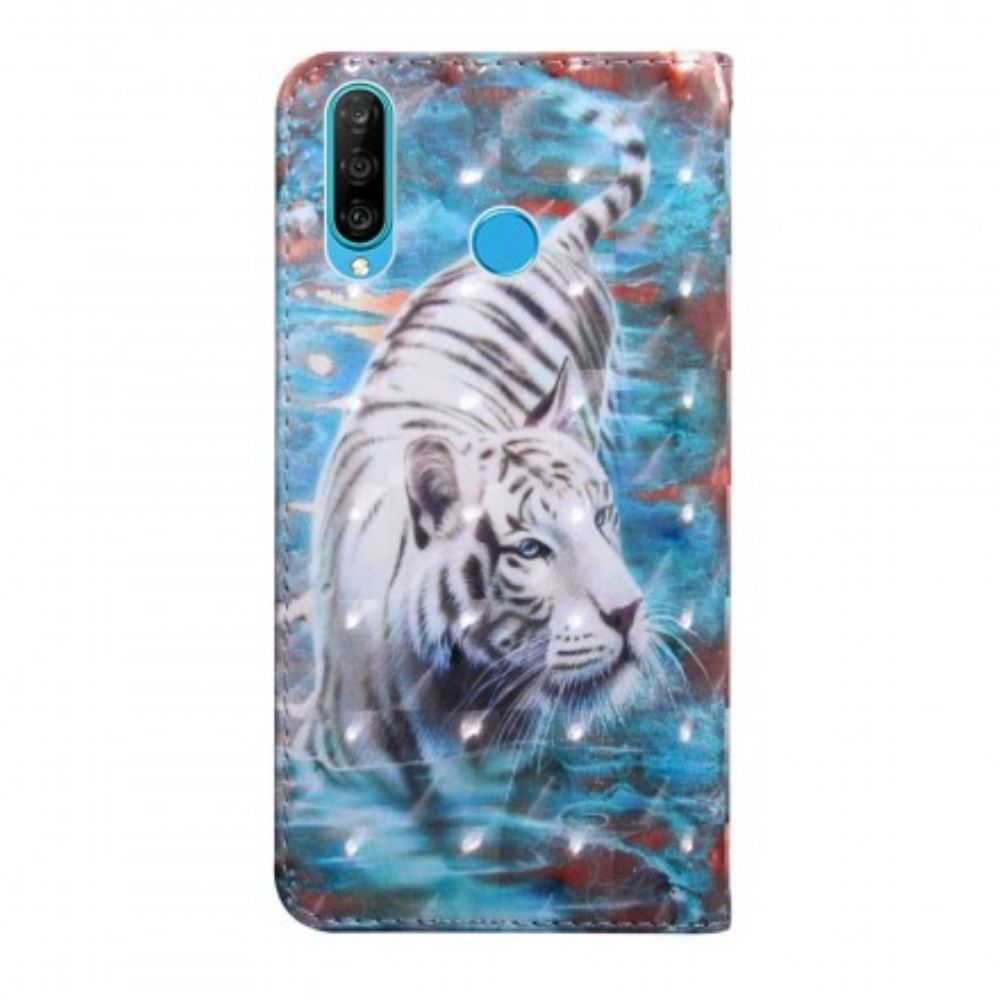 Flip Case Für Huawei P30 Lite Tiger Im Wasser