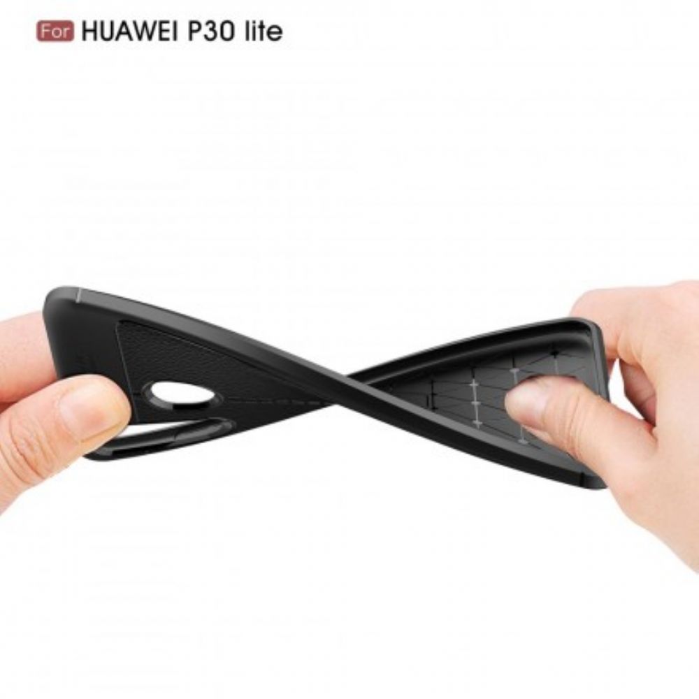 Handyhülle Für Huawei P30 Lite Doppellinie Litschi-leder-effekt