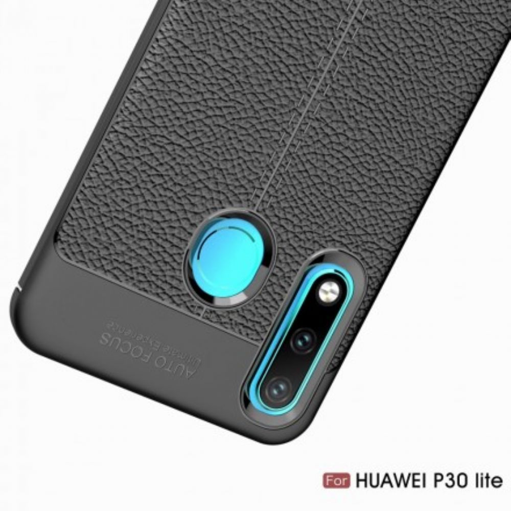 Handyhülle Für Huawei P30 Lite Doppellinie Litschi-leder-effekt