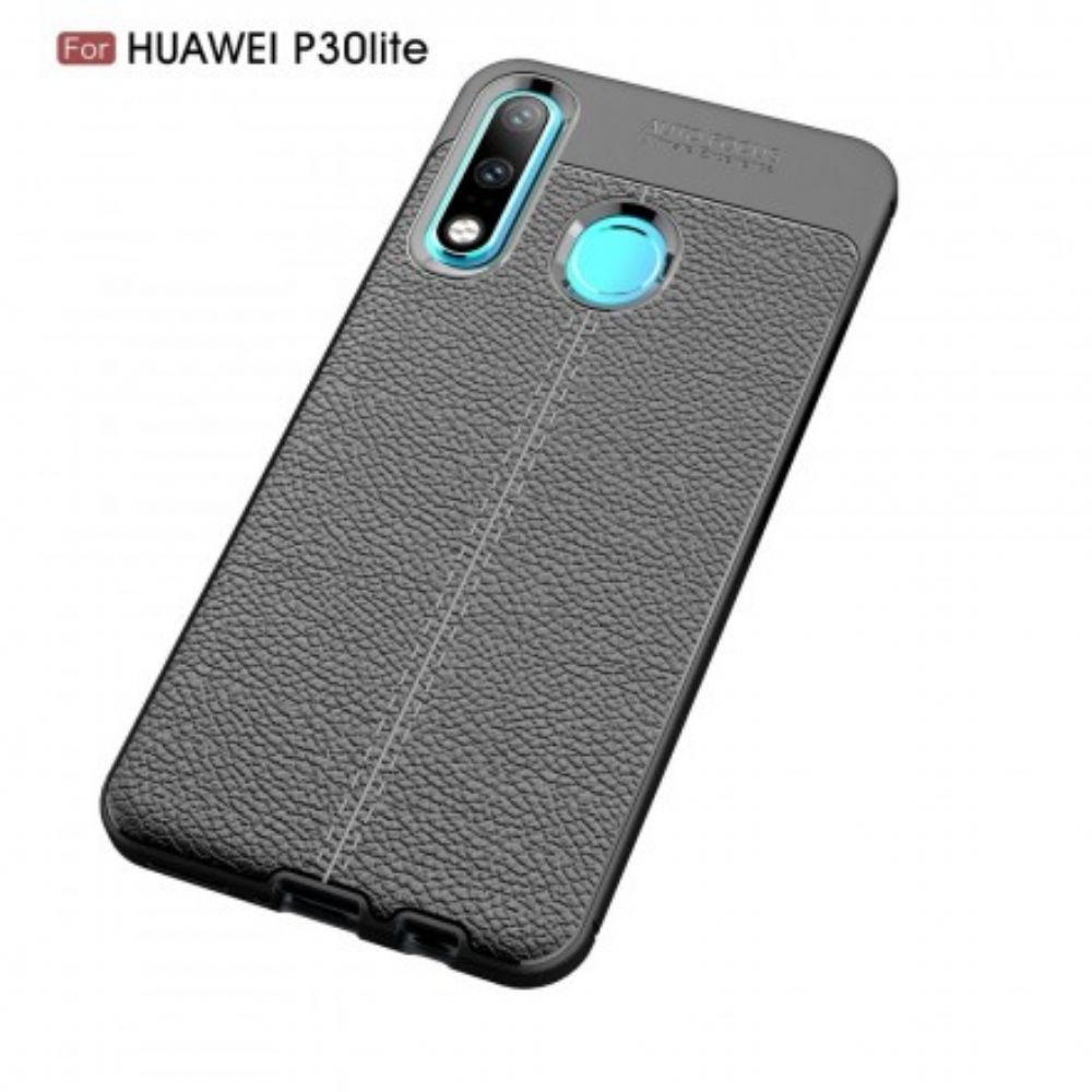 Handyhülle Für Huawei P30 Lite Doppellinie Litschi-leder-effekt