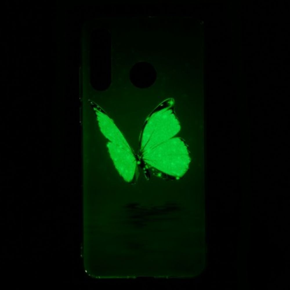 Handyhülle Für Huawei P30 Lite Fluoreszierender Blauer Schmetterling